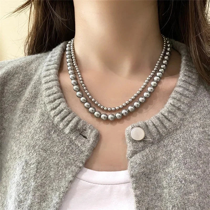 Elegant Minimalist Geometric 304 Stainless Steel Artificial Pearl Necklace