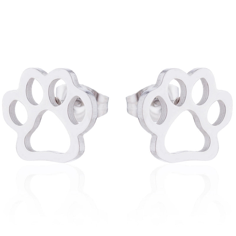1 Pair Fashion Paw Print 304 Stainless Steel 18K Gold Plated Ear Studs