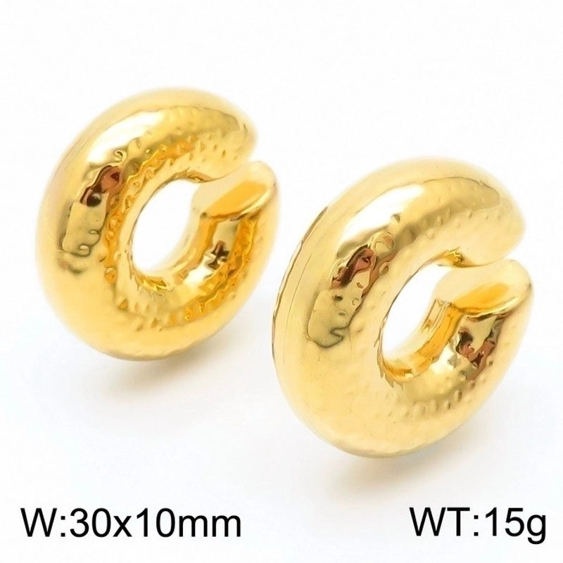 1 Pair Vintage Style U Shape Geometric Plating Titanium Steel 18K Gold Plated Ear Cuffs