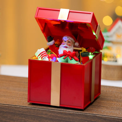 Multiple Christmas Rotating Resin Glowing Music Box Ornaments Rotating Small Train Christmas Gift