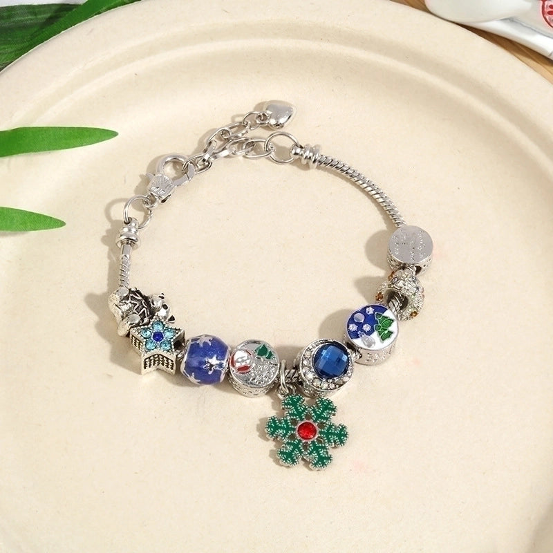 Minimalist Christmas Tree Santa Claus Snowflake Alloy Beaded Plating Women's Bracelets 1 Piece