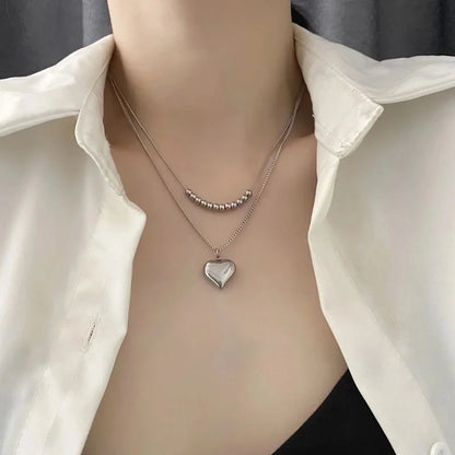 Minimalist Commute Heart Shape Stainless Steel Titanium Steel Titanium Steel 18K Gold Plated Gold Plated Silver Plated Plating Layered Necklaces