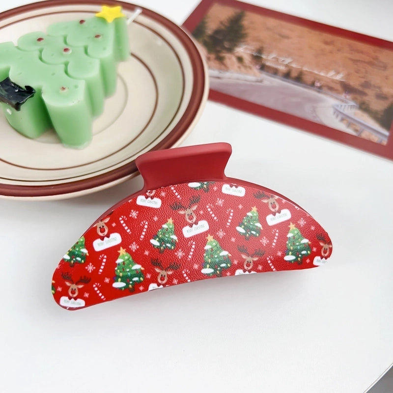 Christmas Cute Women's Christmas Tree Santa Claus Elk Plastic Hair Claws