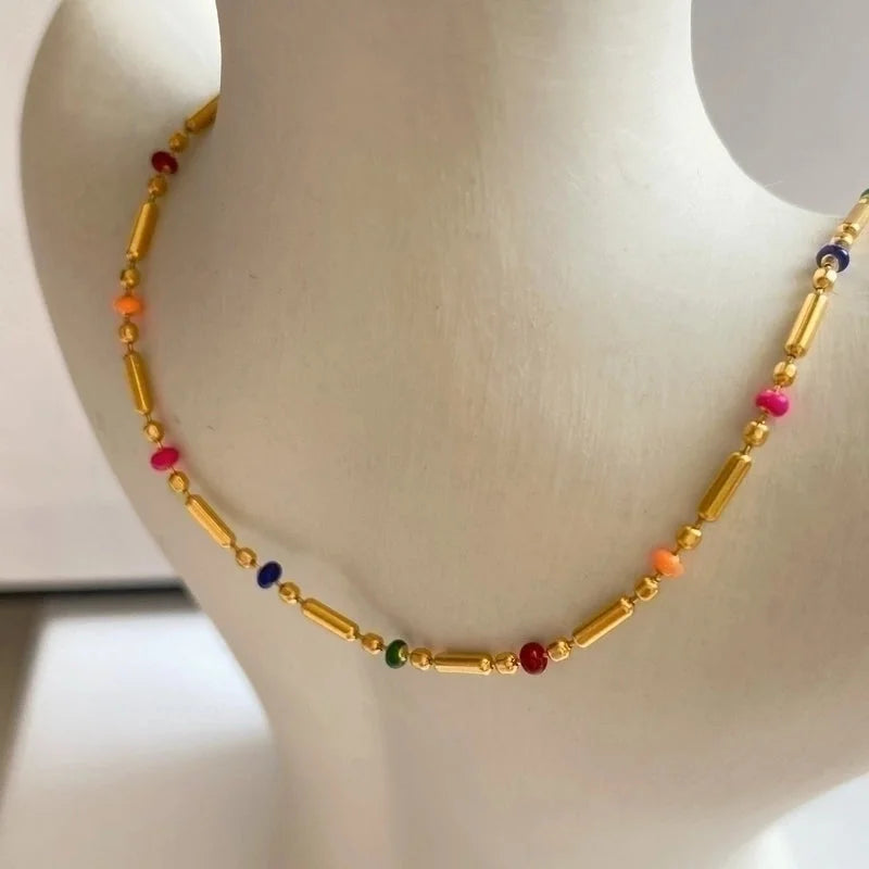 Retro Colorful Stainless Steel Necklace