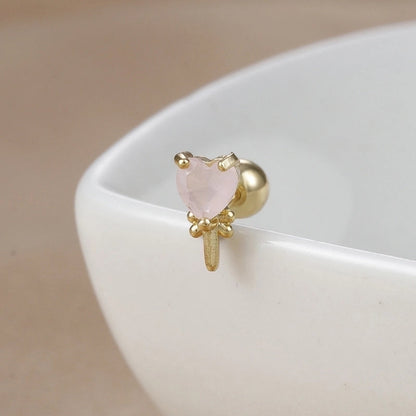 1 Piece Ear Cartilage Rings & Studs IG Style Ice Cream Heart Shape Candy 304 Stainless Steel Inlay Zircon 18K Gold Plated Ear Cartilage Rings & Studs