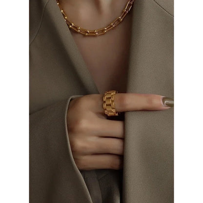 Minimalist Solid Color 304 Stainless Steel 18K Gold Plated Plating Rings