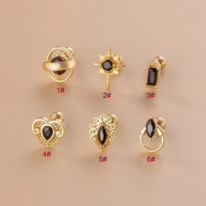 1 Piece Ear Cartilage Rings & Studs Fashion Solid Color 316L Stainless Steel Copper Plating Inlay Zircon
