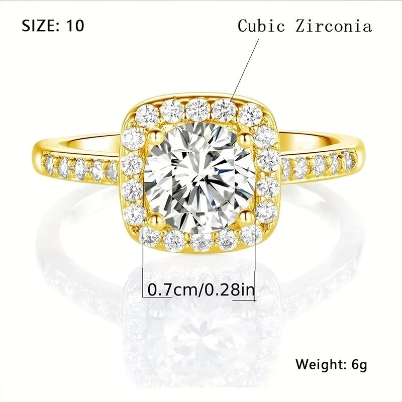 Ig Style Elegant Minimalist Square Copper Plating Inlay Zircon Rose Gold Plated White Gold Plated Gold Plated Rings