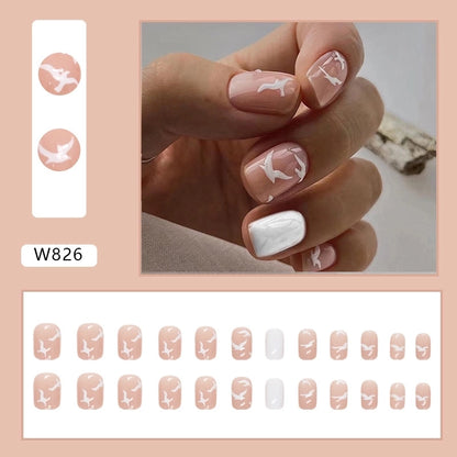 French Style Sweet Solid Color Cartoon Star Butterfly Plastic Nail Patches 1 Set