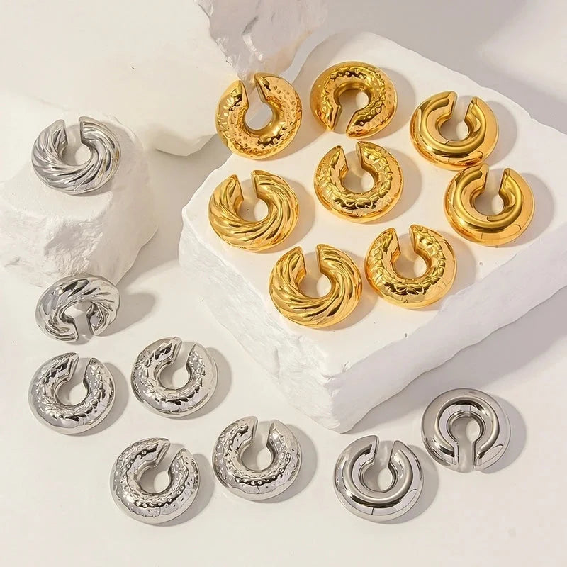 1 Piece Minimalist Classic Style Solid Color Plating 304 Stainless Steel Ear Cuffs