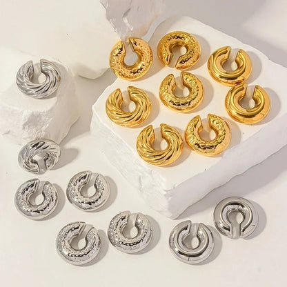 1 Piece Minimalist Classic Style Solid Color Plating 304 Stainless Steel Ear Cuffs