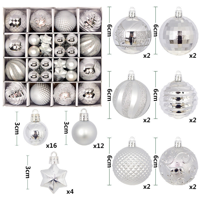 Christmas Ball Gift Box Set Painted Electroplated 44pcs Round Ball Irregular Christmas Ball Ornaments