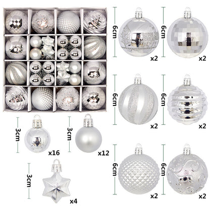 Christmas Ball Gift Box Set Painted Electroplated 44pcs Round Ball Irregular Christmas Ball Ornaments