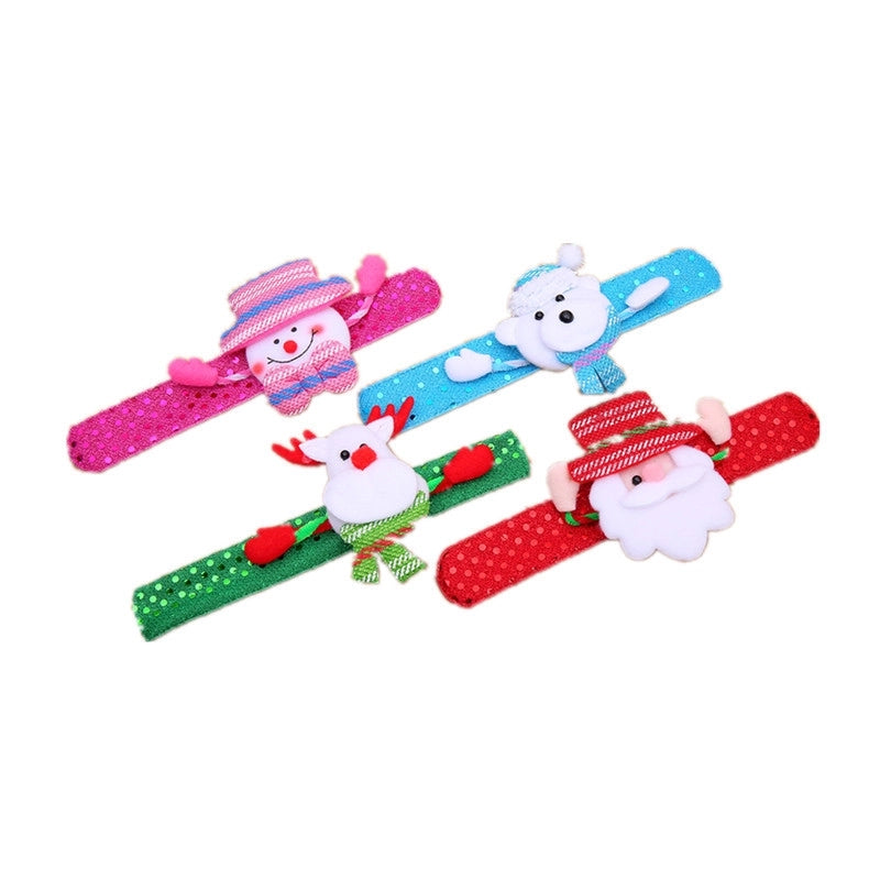 Luminous Style Christmas Small Gifts For Children Christmas Creative Gift With Lights Old Man Snowman Slap Bracelet Pop Bracelet