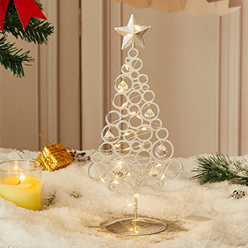 Christmas Electroplated Iron Tree Led Lighted Crystal Christmas Tree Desktop Decoration Christmas Eve Party Supplies