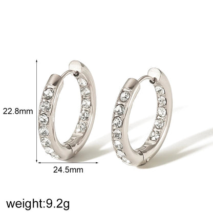 1 Pair IG Style Geometric Plating Inlay 304 Stainless Steel Zircon 18K Gold Plated Earrings