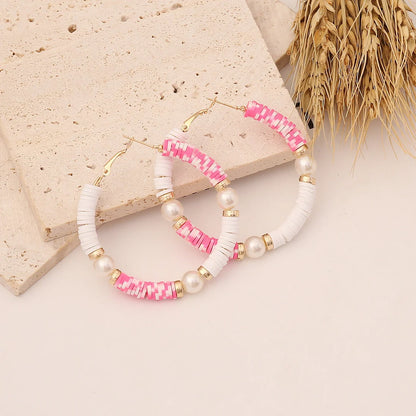 Women Fashion Bohemian U-Shape Polymer Clay Earrings