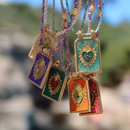 Copper Gold Plated Enamel Tarot Pendant Necklace