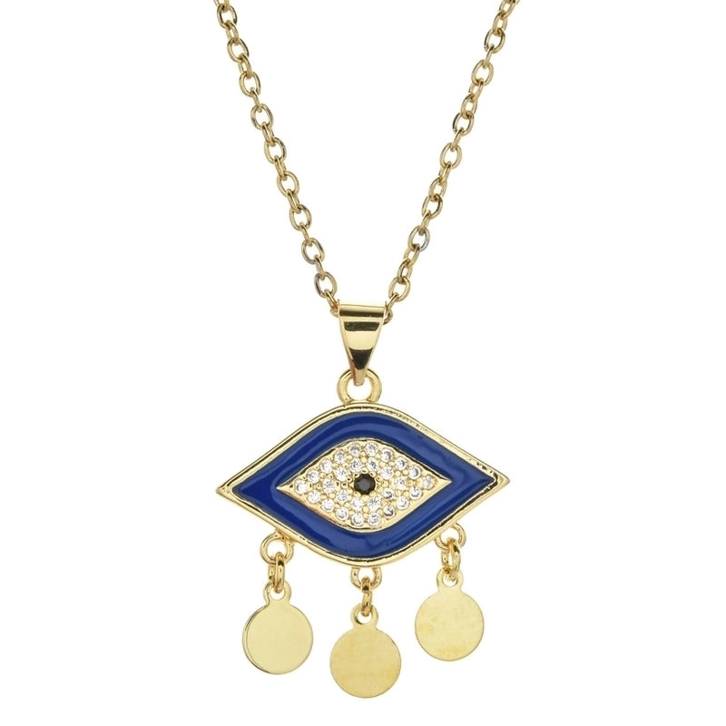 Bohemian Devil's Eye Heart Shape Stainless Steel Inlay Artificial Crystal Pendant Necklace
