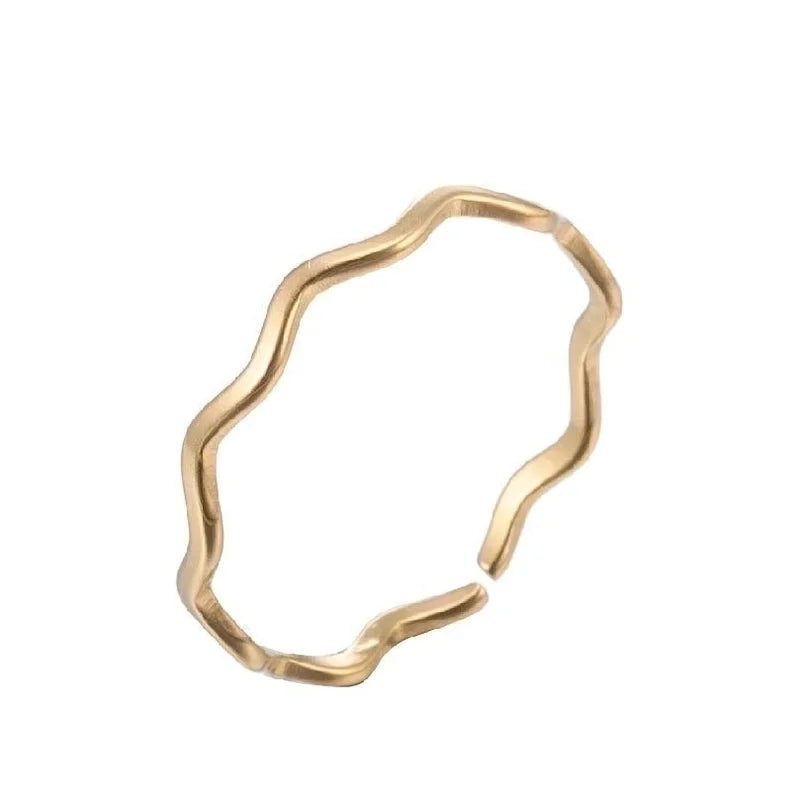 Fashion Geometric 201 Stainless Steel 18K Gold Plated Plating Open Ring