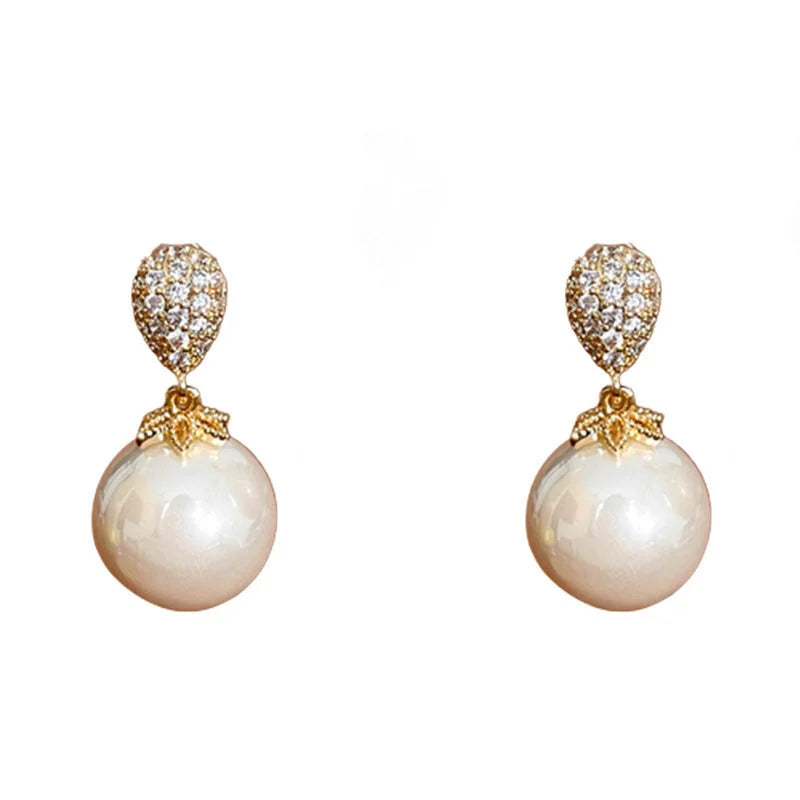 Minimalist Ellipse Geometric Copper Zircon Earrings