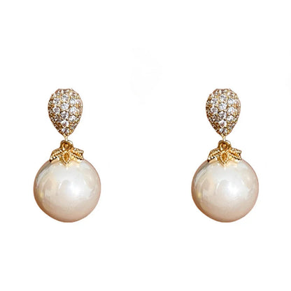 Minimalist Ellipse Geometric Copper Zircon Earrings