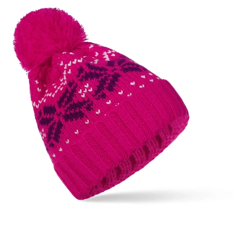 Women's Basic Retro Snowflake Pom Poms Eaveless Wool Cap