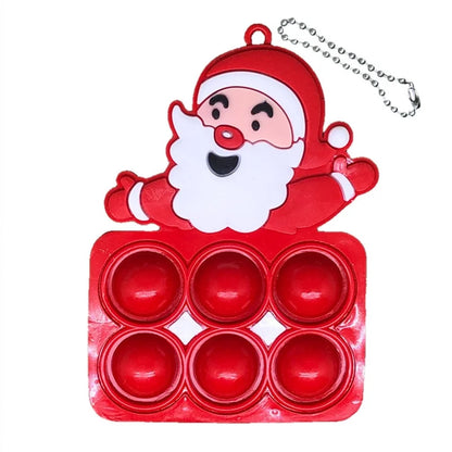 Christmas Tree Pendant Santa Snowman Deer Bubble Music Keychain Fingertip Toy