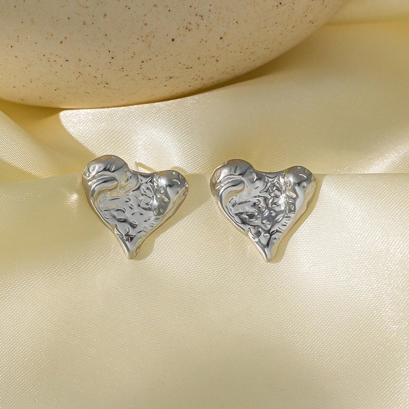 1 Pair Basic Minimalist Irregular Heart Shape Plating Titanium Steel Ear Studs
