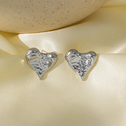 1 Pair Basic Minimalist Irregular Heart Shape Plating Titanium Steel Ear Studs