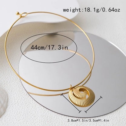 IG Style Casual Vacation Round Vortex Flower 304 Stainless Steel 14K Gold Plated Hollow Out Choker