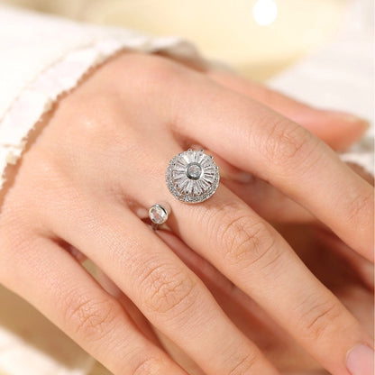 Casual Elegant Flower Copper Zircon Open Rings