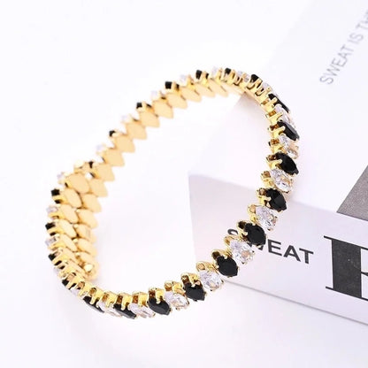 Copper White Gold Plated Gold Plated Multicolor Zircon Bangle