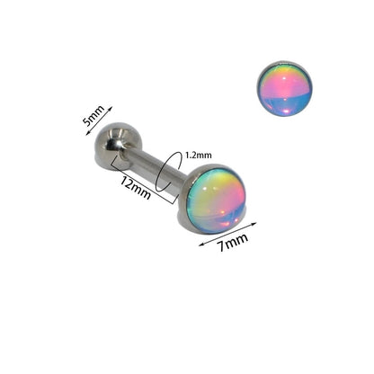 1 Piece Tongue Rings Minimalist Gradient Color 304 Stainless Steel Resin Polishing Resin Tongue Rings