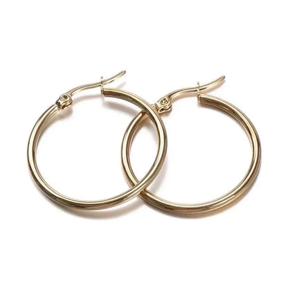 10 Pieces Fashion Round Plating 201 Stainless Steel 18K Gold Plated Hoop Earrings