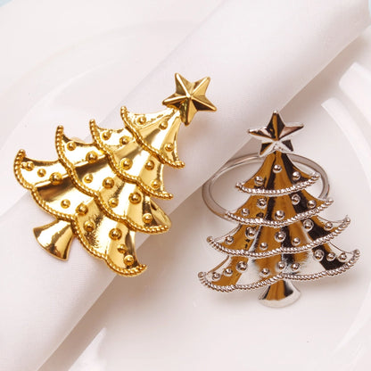 Cute Christmas Tree Santa Claus Alloy Napkin Rings 1 Set Of 6