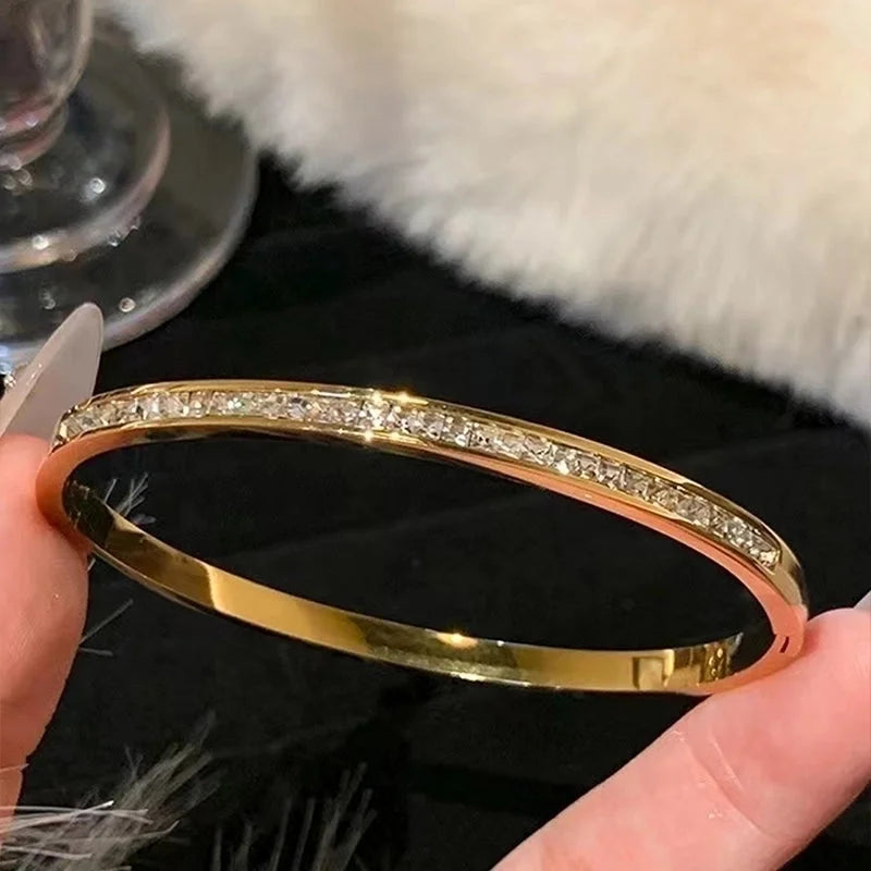 Elegant Minimalist Classic Style Solid Color 304 Stainless Steel Bangle In Bulk