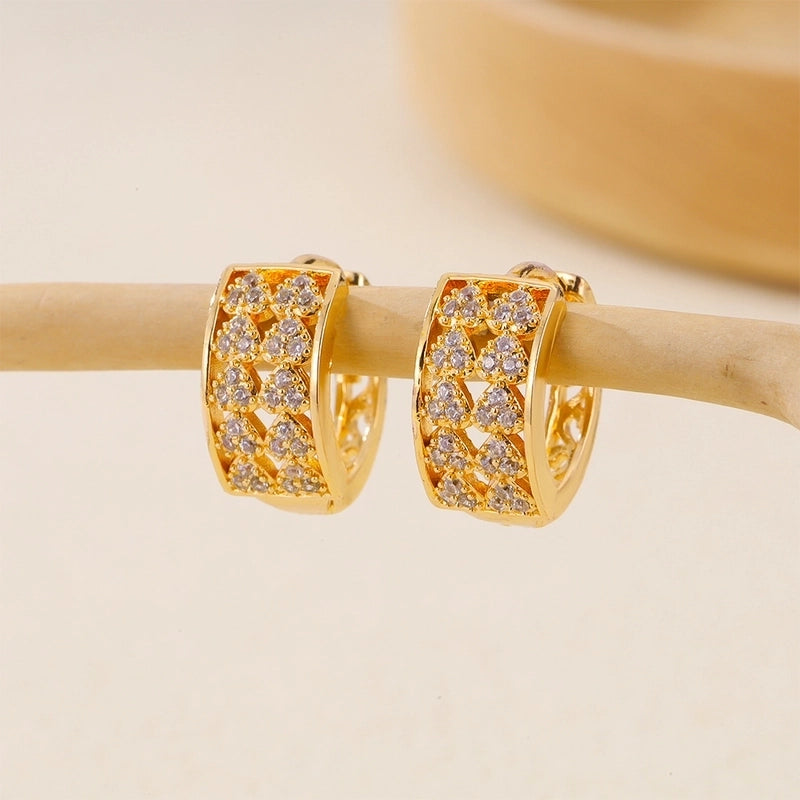 1 Pair Minimalist Solid Color Copper Zircon Earrings