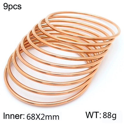304 Stainless Steel 18K Gold Plated Minimalist Round Solid Color Bangle