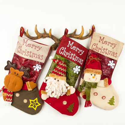 2 Pieces Merrychristmas Large Christmas Socks Santa Claus Snowman Three-dimensional Decoration Gift Bag Gift Bag