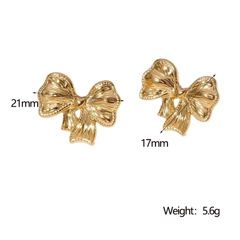 1 Pair IG Style Modern Style Minimalist Bow Knot 304 Stainless Steel 18K Gold Plated Ear Studs