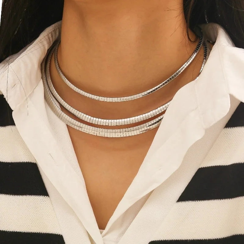 Basic Modern Style Classic Style Geometric Titanium Steel Plating Choker