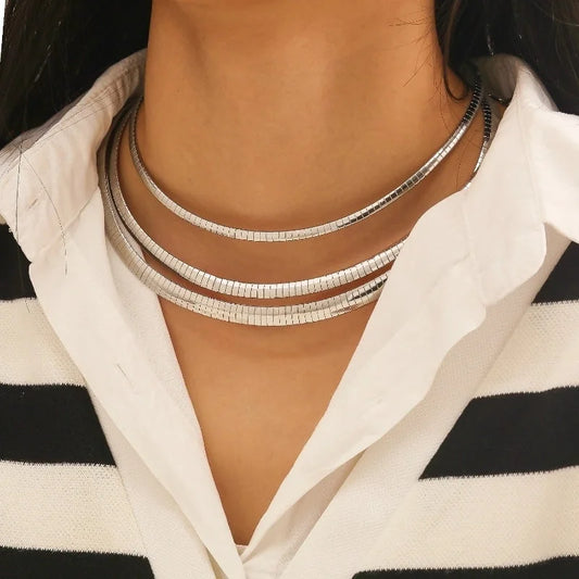 Basic Modern Style Classic Style Geometric Titanium Steel Plating Choker