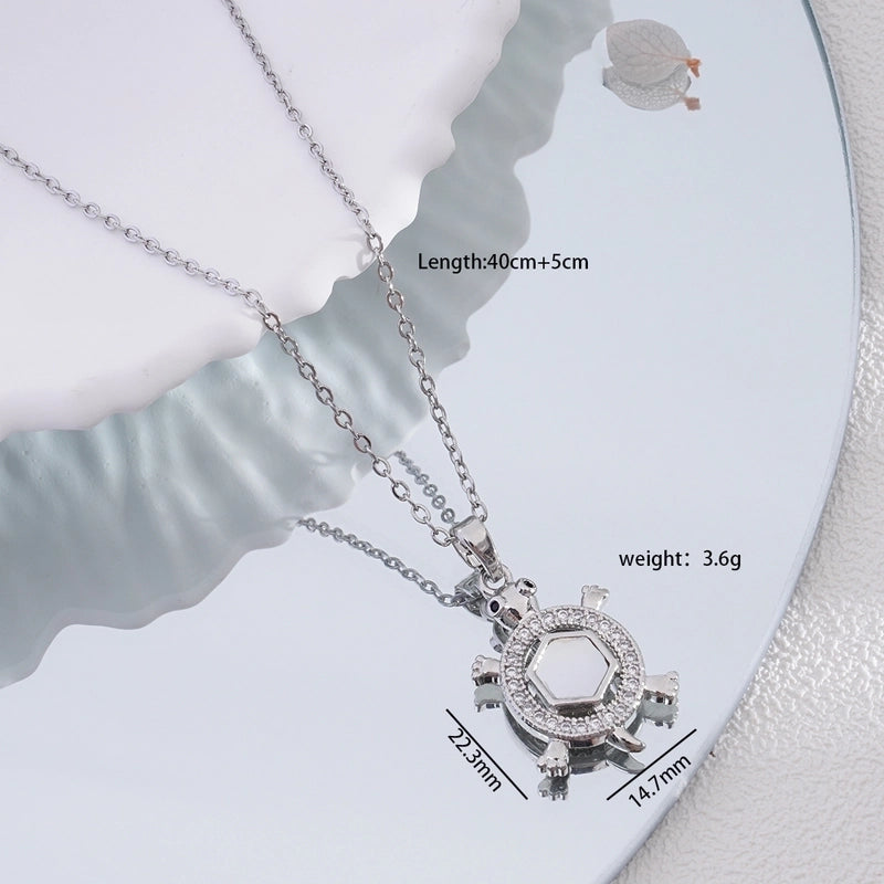 Popular Fashion Simple Copper Plating 18K Gold Colorful Oil Necklace Cute Turtle Pendant Necklace Female Jewelry