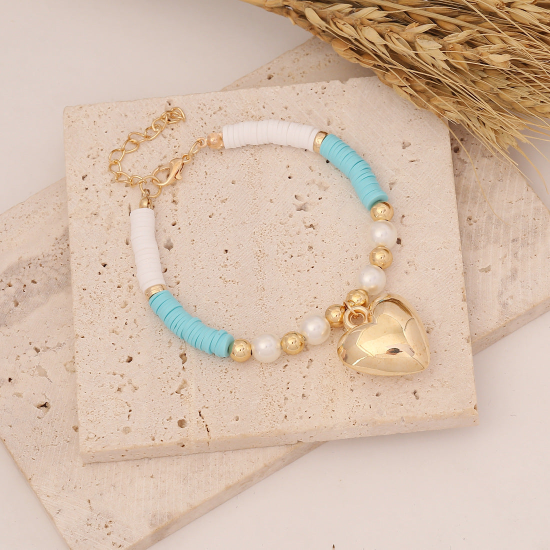 Women Fashion Heart Polymer Clay Handmade Bracelets