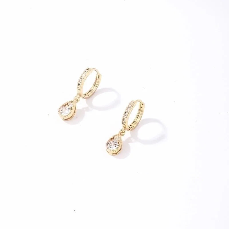 1 Pair Casual Sweet Minimalist Round Water Droplets Plating Inlay 304 Stainless Steel Copper Zircon Gold Plated Drop Earrings