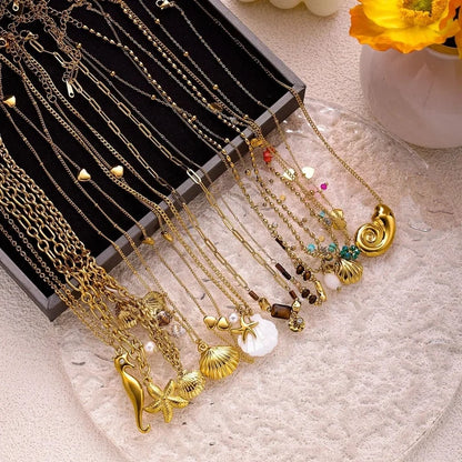 Titanium Steel Necklace Fashion Stainless Steel Necklace 18K Gold Non-Fading French Minority Retro Ladies