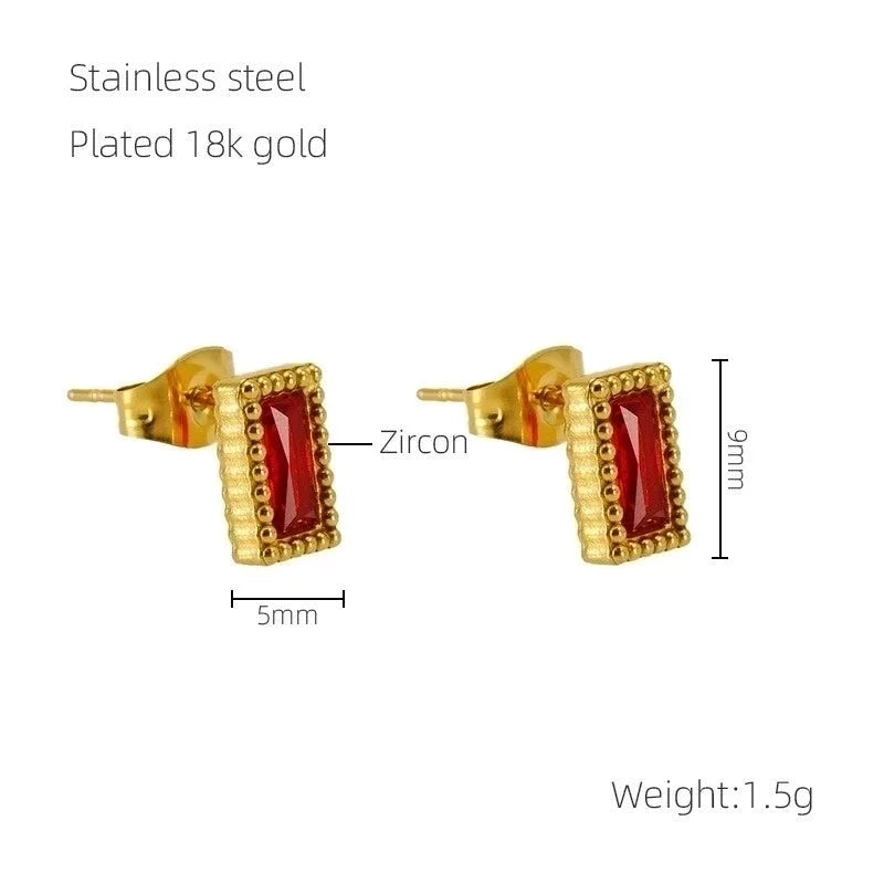 1 Pair Glam Retro Heart Shape Plating Inlay 304 Stainless Steel Rhinestones 18K Gold Plated Drop Earrings