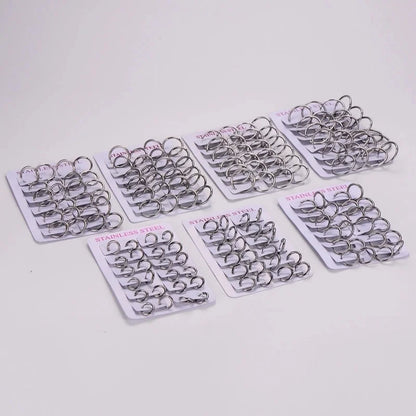 A Pack Of 12 Pairs Minimalist Classic Style Geometric Round 304 Stainless Steel Hoop Earrings