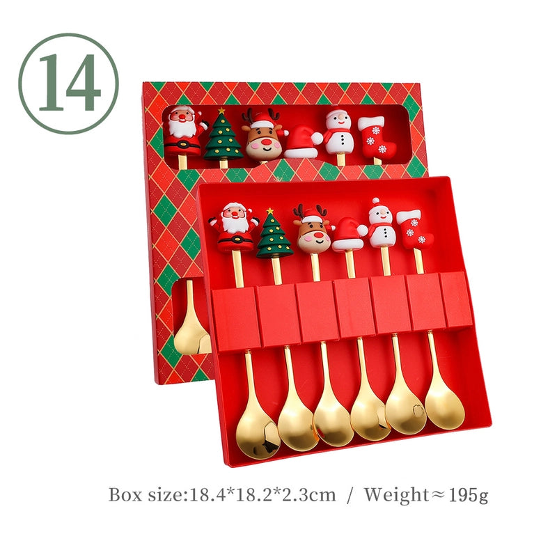 J Christmas Spoon Suit Cartoon Funny Christmas Tree Dessert Cake Spoon Creative Tableware Christmas Gift